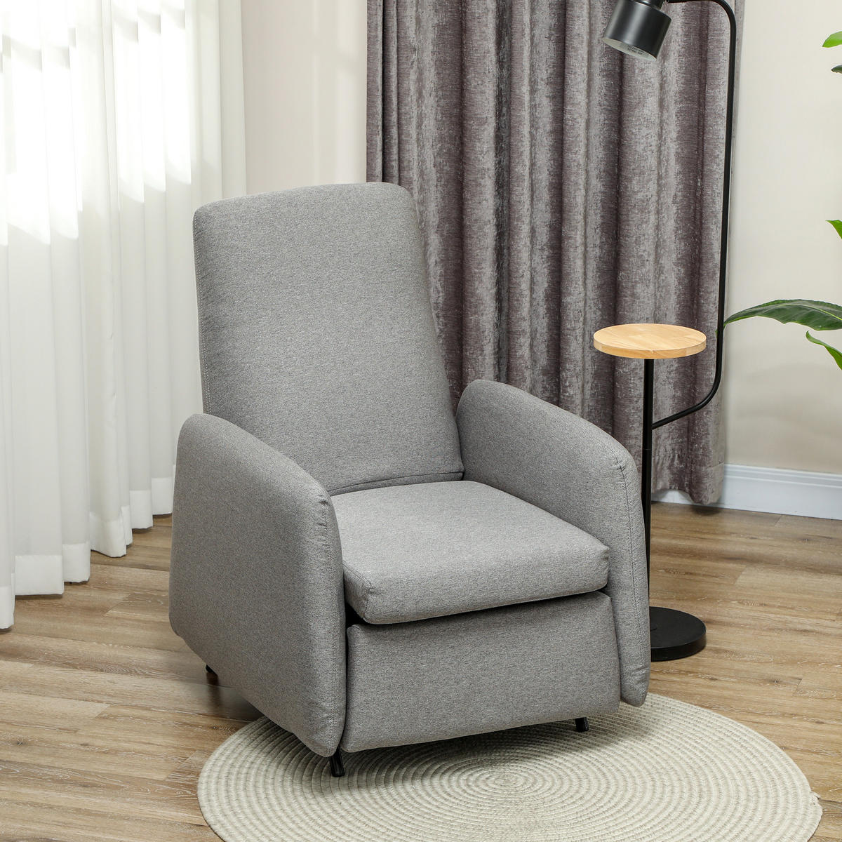 RELAXSESSEL, Abnehmbare Fußstütze, Ersatzbezug, Federkernsitz, Sessel, Grau - Multicolor, Holzwerkstoff (93/103/79cm) - FORIOUS