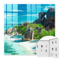 SCHLÜSSELBOX Weiß 30x30 cm – Türöffnung nach rechts - Tropischer Strand - Blau, Metall (30/30/5cm) - TULUP