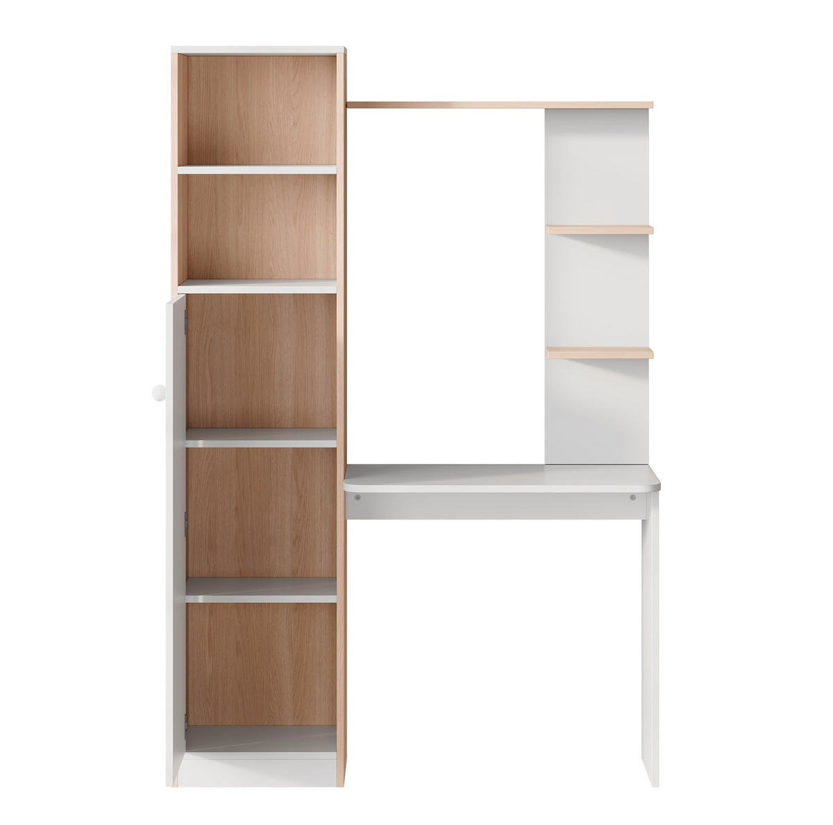 SCHREIBTISCH 123,5/45/168,5 cm weiß mit Holzkontrast und Stauraum - Naturfarben, Holzwerkstoff (123.5/45/168.5cm) - OKWISH
