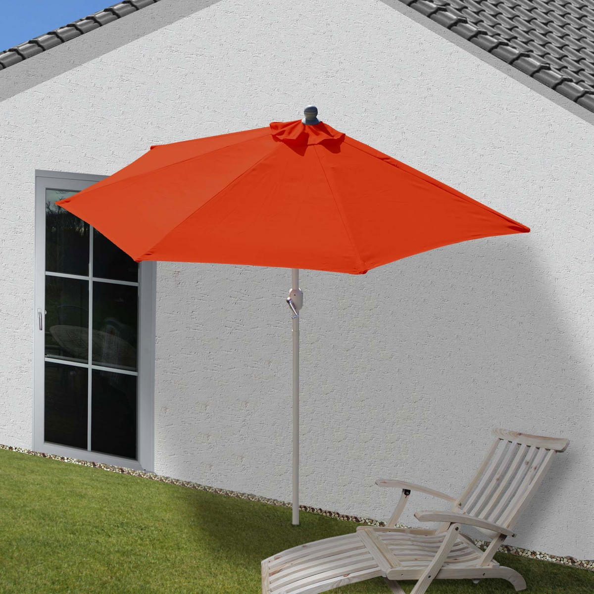 SONNENSCHIRM HALBRUND UV 50+ Orange - Orange, Textil (285/145cm) - MCW