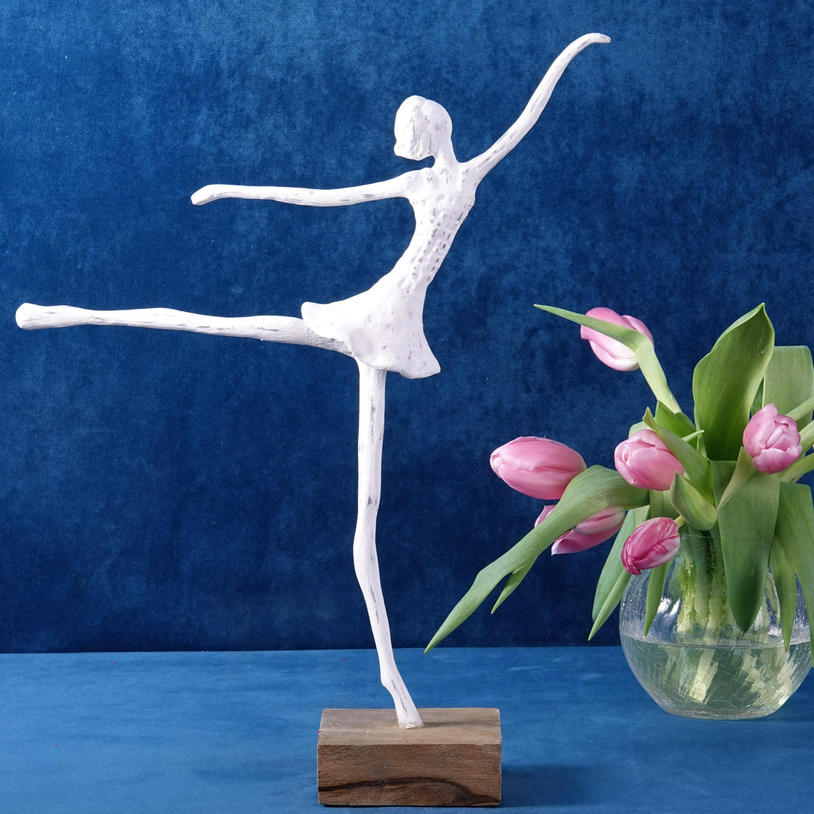 SKULPTUR BALLERINA I Mangoholz weiß-natur - Weiß, Holz (33/40/10cm) - CREEDWOOD