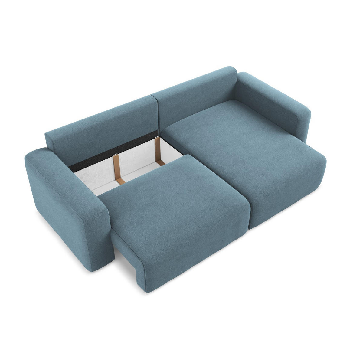 ECKSOFA mit Schlaffunktion rechts Strukturstoff Stoff Blau - Blau/Schwarz, Kunststoff/Textil (244/149cm) - LaMiaSofa