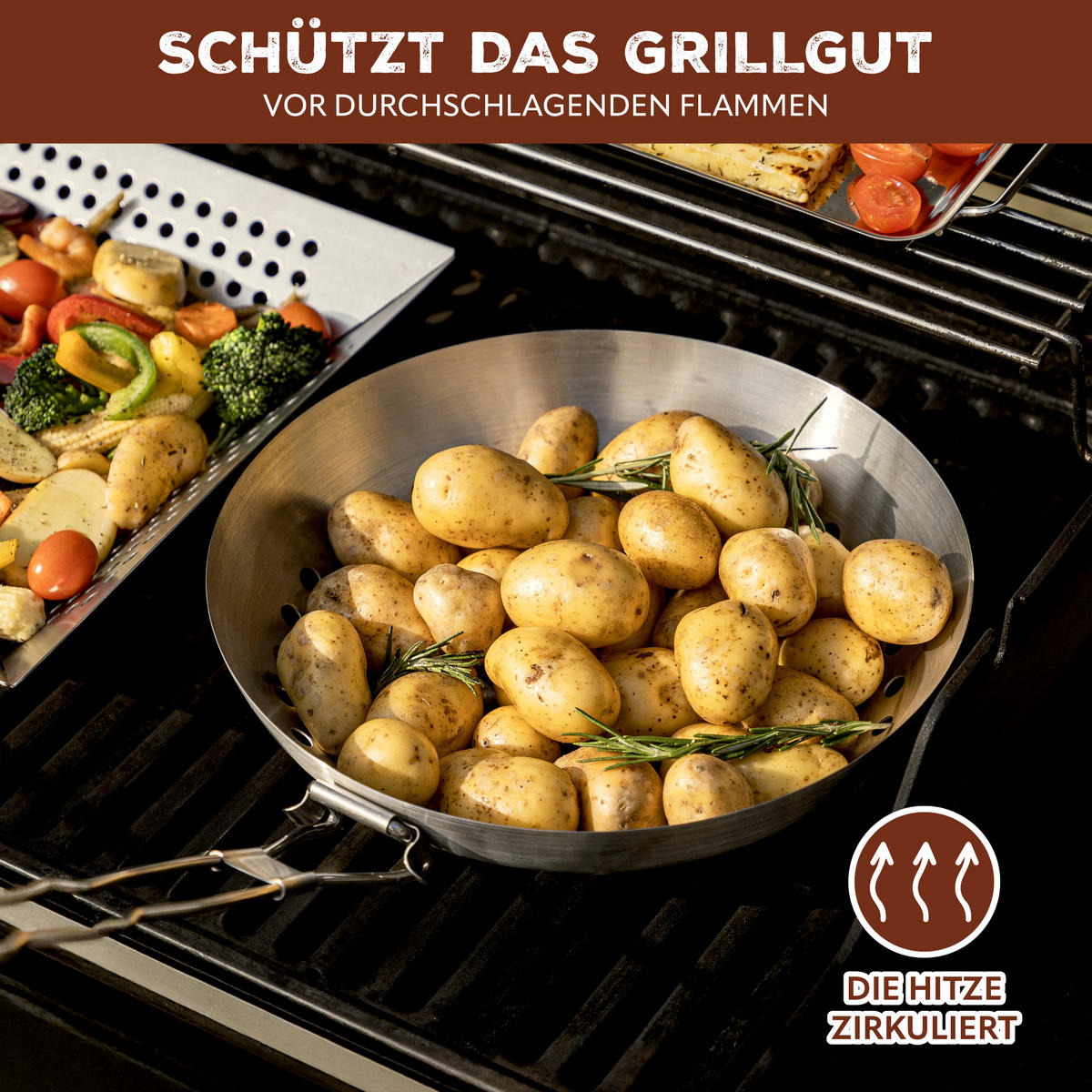 GRILLPFANNE, silber, Edelstahl - Edelstahlfarben, Metall (52/28/6.5cm) - bremermann