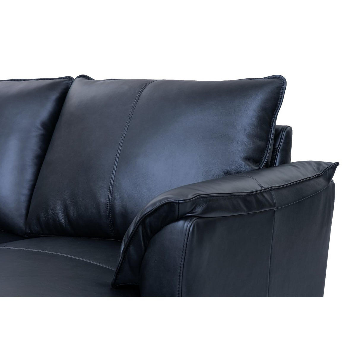 ECKSOFA Echtleder Schwarz - Schwarz, Leder/Metall (233/155cm) - Furnhouse
