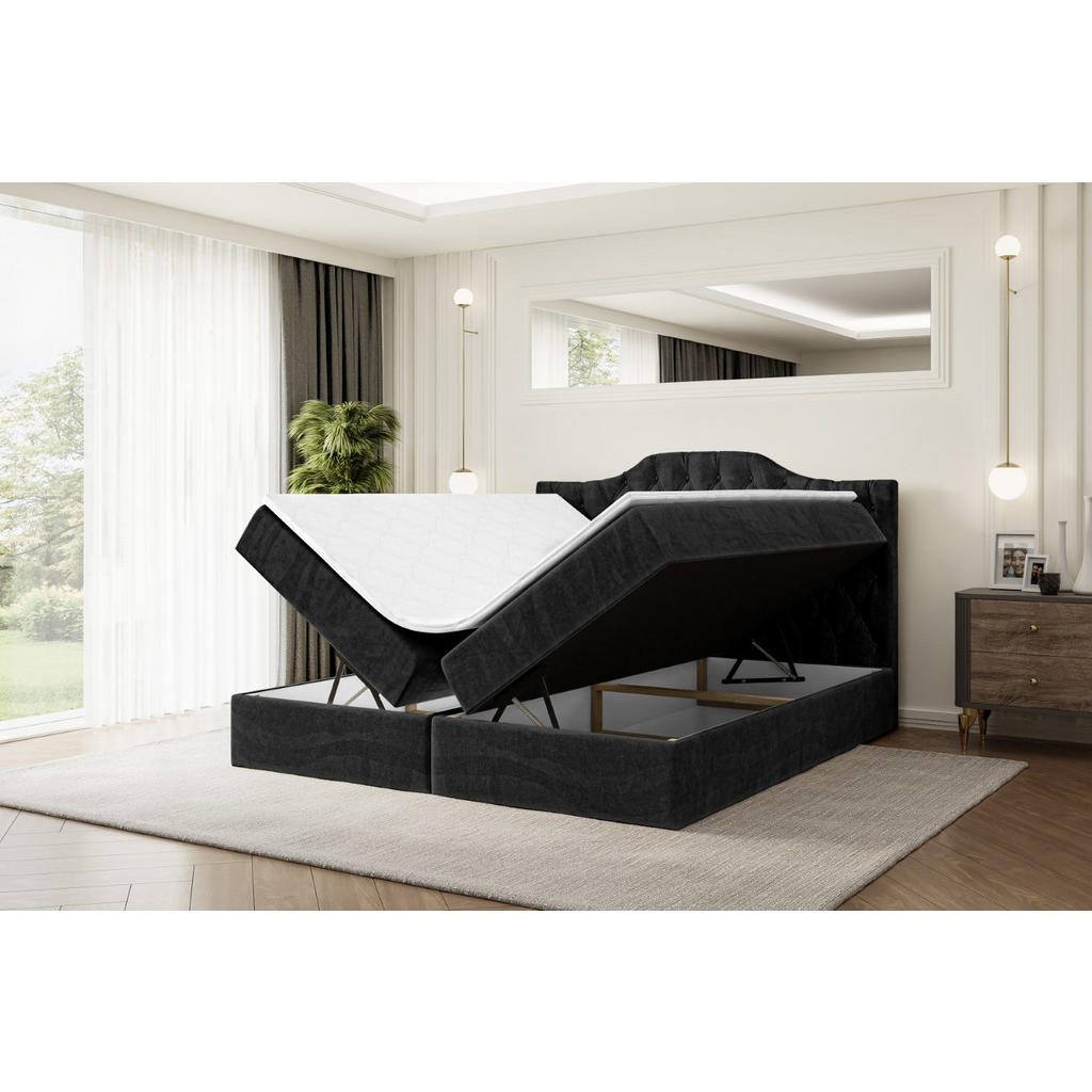 Thumbnail - Altdecor Boxbett, Schwarz, Holzwerkstoff, Höhe ca. 20 cm, 200x200 cm, Schlafzimmer, Betten, Boxspringbetten