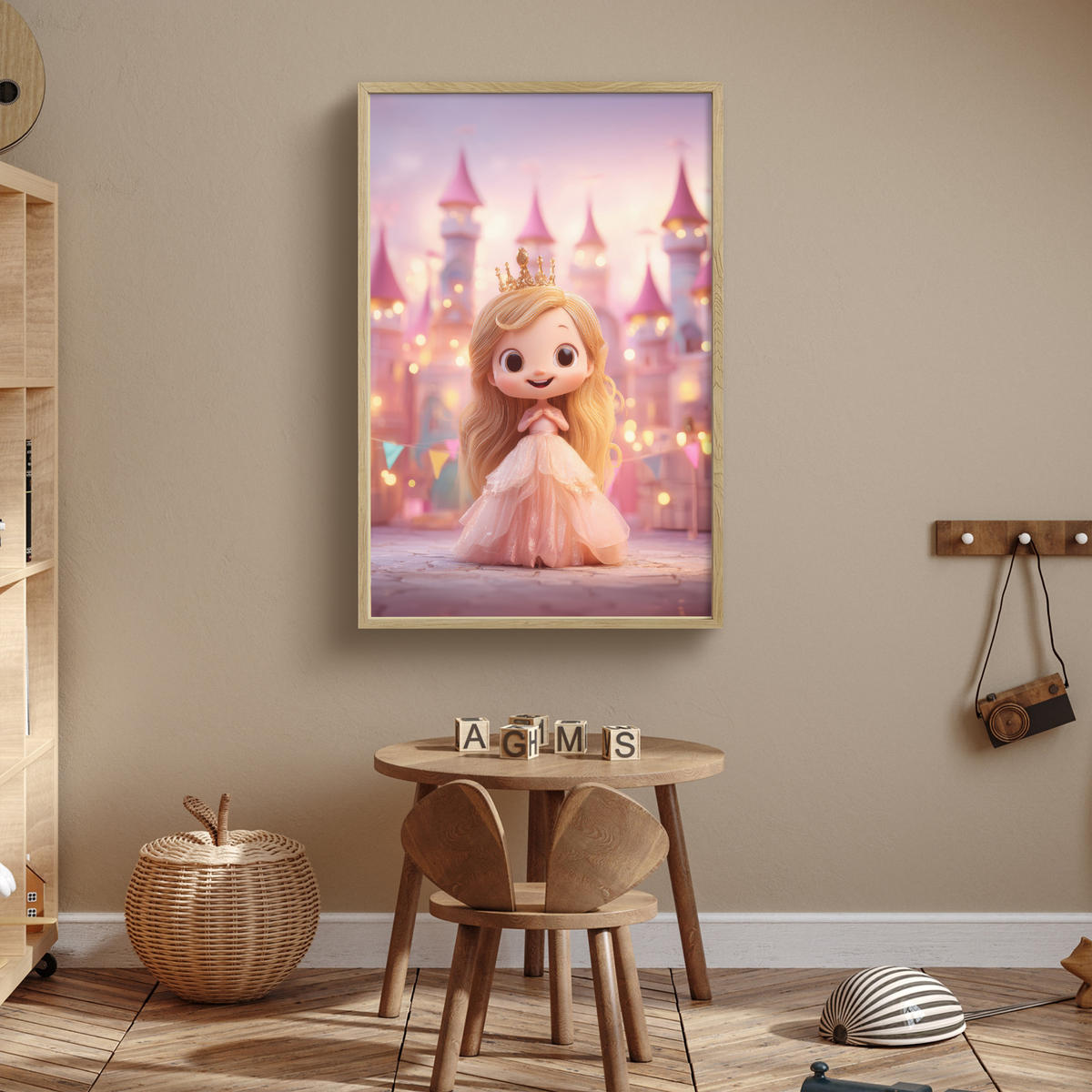 DOBÍJECÍ NOČNÍ LAMPIČKA Princezna - Růžová - Zámek 60x90 cm - růžová, kompozitní dřevo (8/60/90cm) - OnlyWow