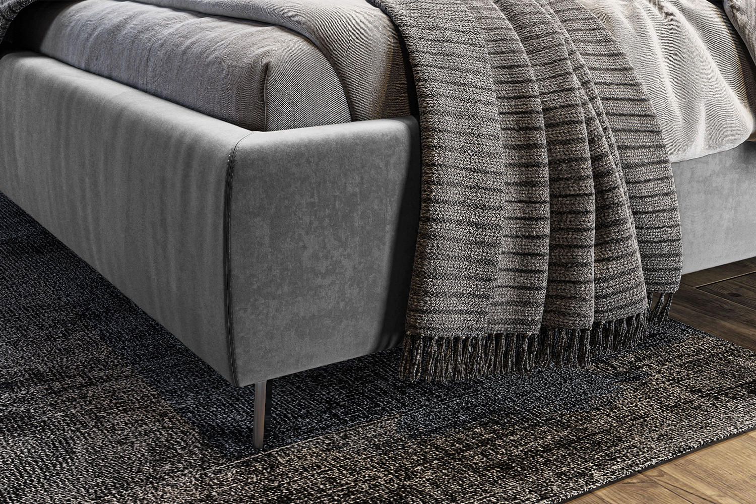 POLSTERBETT ANNY Silber Massivholz - Silberfarben, Textil (200/200cm) - KAWOLA