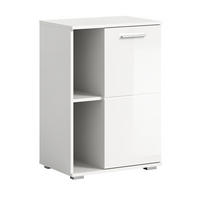 SCHUHSCHRANK weiß Hochglanz 55 cm, Flurschrank mit 5 Fächern - Weiß Hochglanz/Silberfarben, Holzwerkstoff/Kunststoff (55/79/37cm) - Inn.Furn