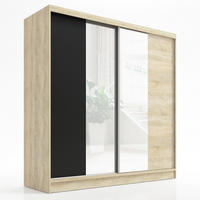 SCHWEBETÜRENSCHRANK 200 CM DUO Farbe: Sonoma | schwarz | sonoma - Schwarz/Braun, Holzwerkstoff (200/215/60cm) - A&J MöbelLand