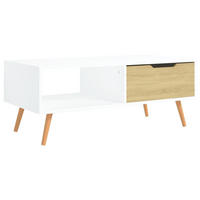 COUCHTISCH Weiß und Sonoma-Eiche 100x49,5x43 cm Holzwerkstoff - Beige, Holzwerkstoff (49.5/100/43cm) - furnicato