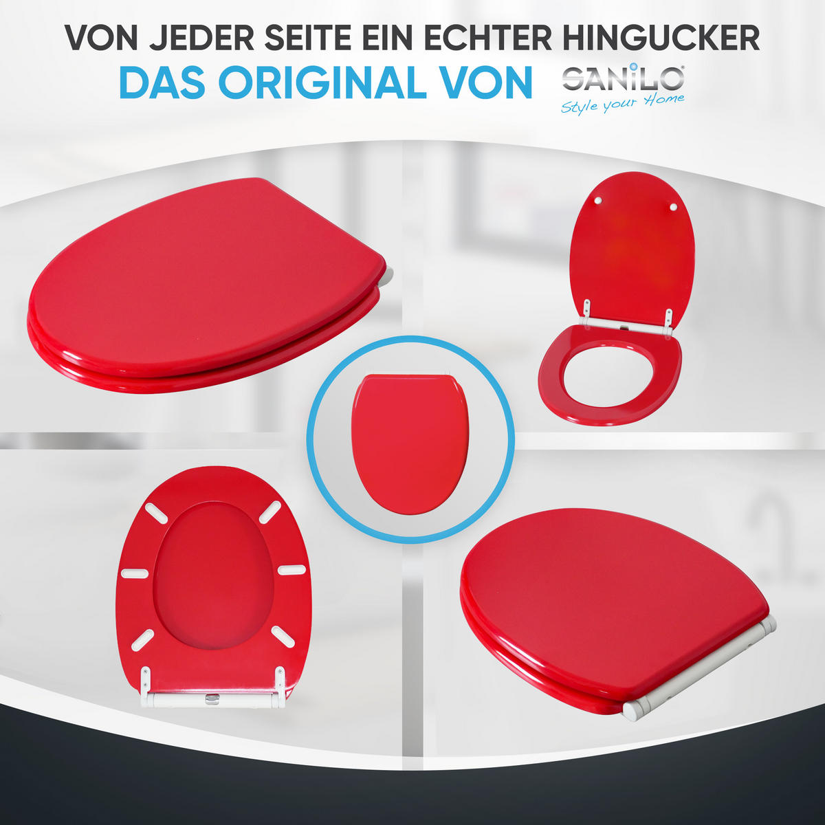 WC-SITZ mit Absenkautomatik & Top Fix Rot - Rot, Holzwerkstoff (37.7/5.5/48cm) - Sanilo