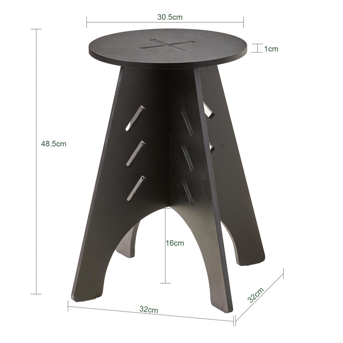 BEISTELLTISCH mit Zapfenverbindungen Schwarz - Schwarz, Holz (33/33/49cm) - SoBuy