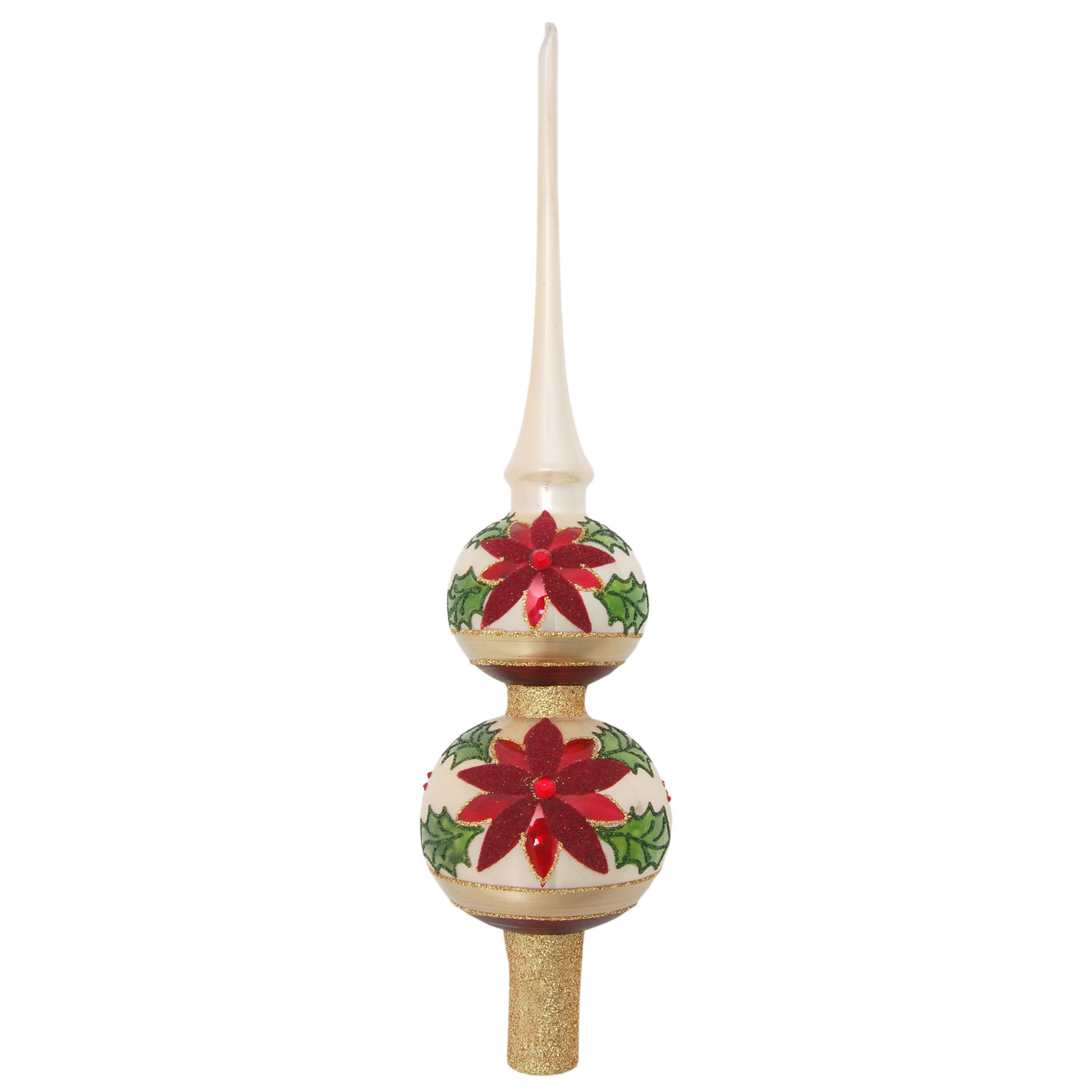 Krebs Glas Lauscha Baumspitze Beige 31 cm