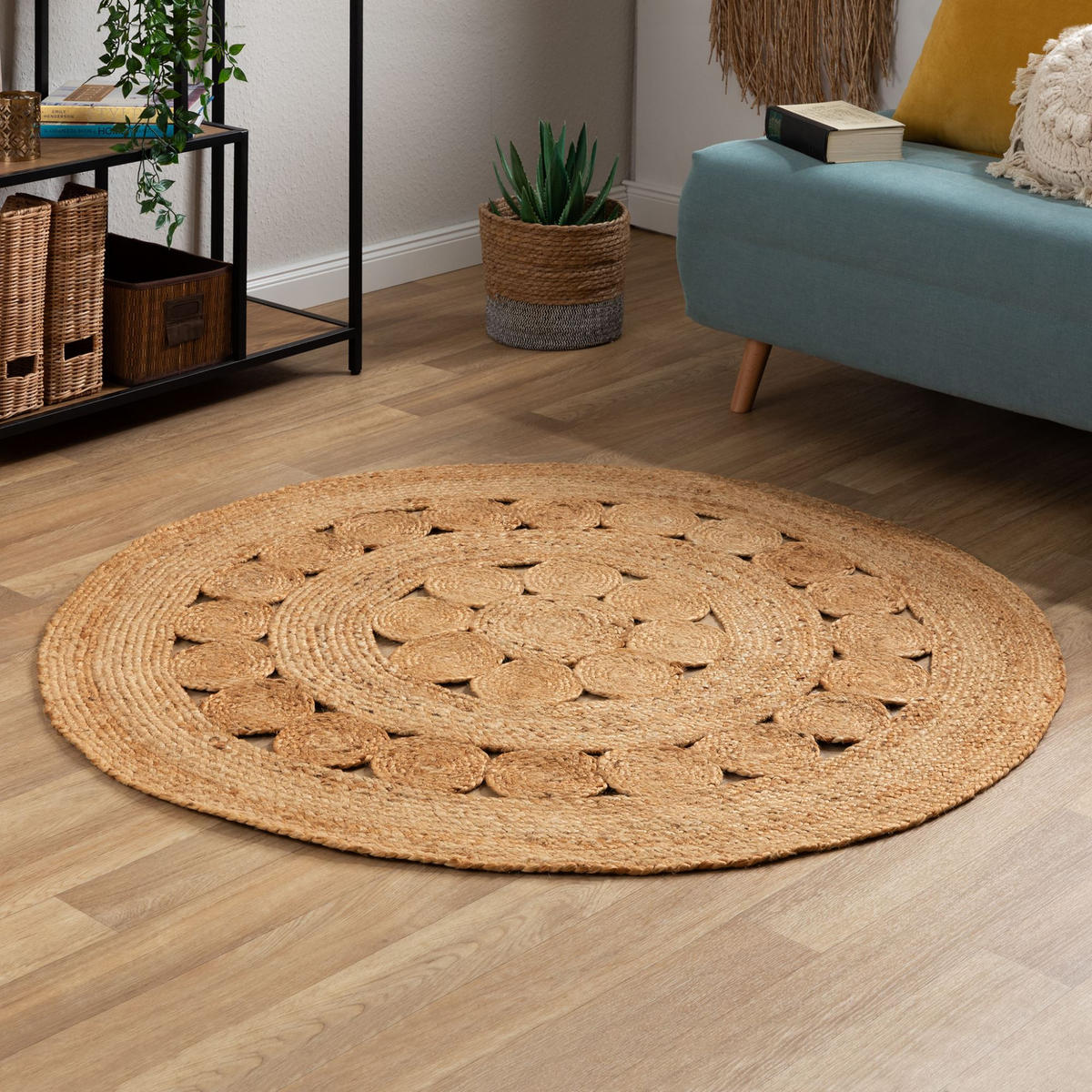 FLACHGEWEBETEPPICH 150/150 cm Goa Flower - Naturfarben, Naturmaterialien (150/150cm) - Steffensmeier