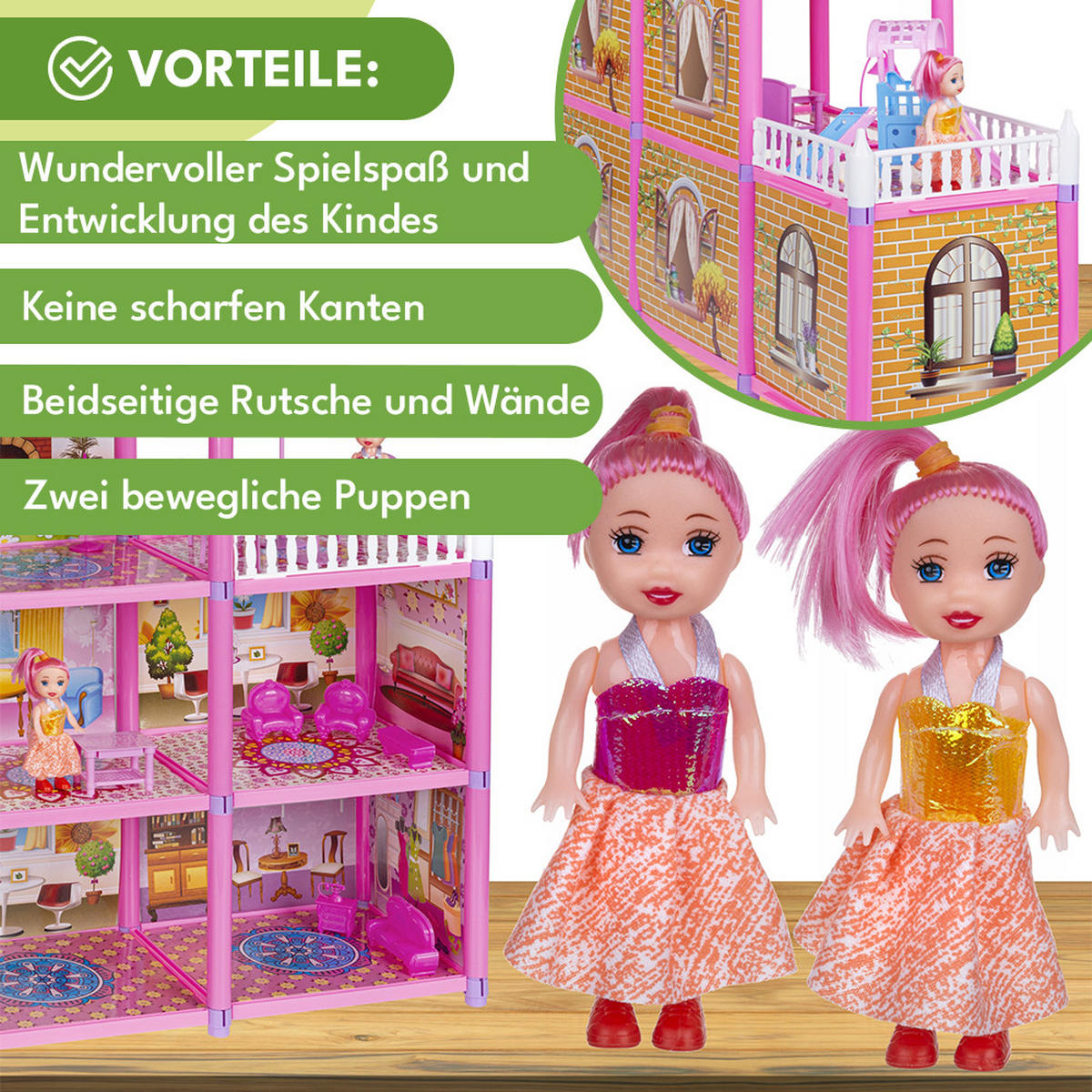 PUPPENHAUS Spielhaus - Multicolor, Kunststoff (57/60/18cm) - KRUMAD