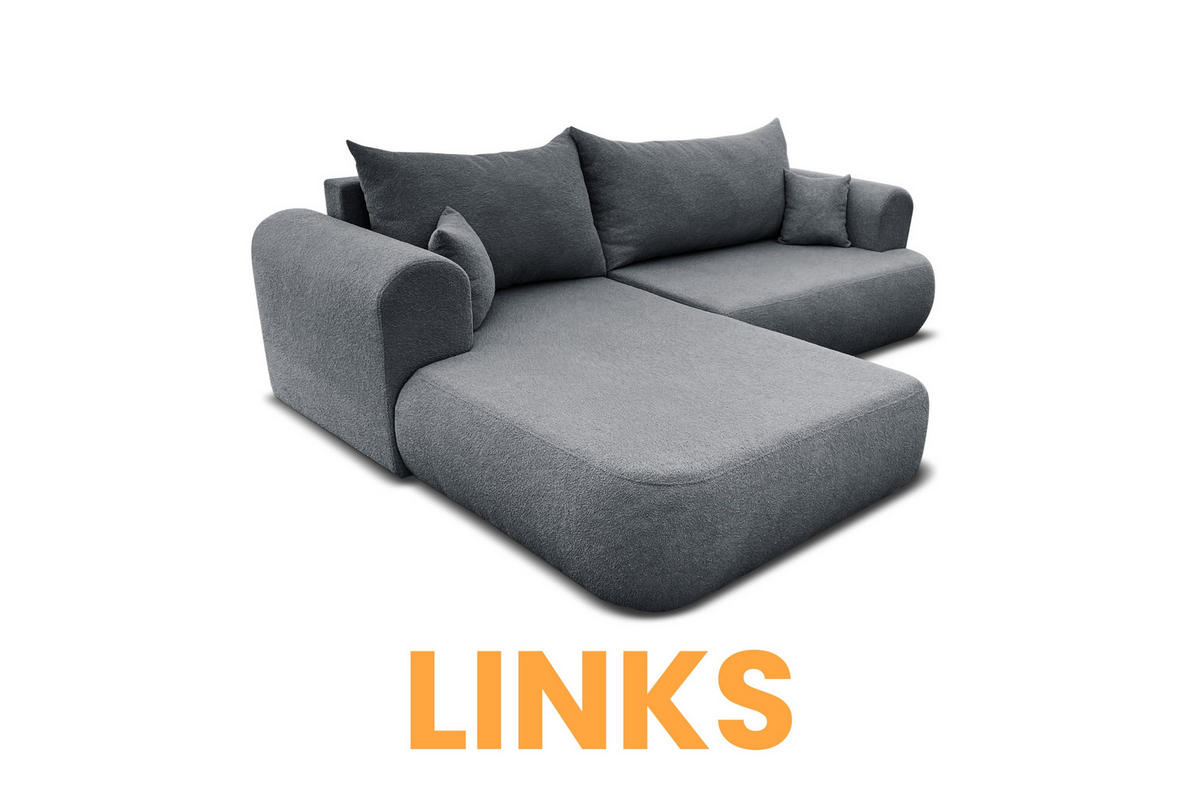 ECKSOFA BRAVO 280/180 in Bouclé Dunkelgrau links - Dunkelgrau, Holz/Holzwerkstoff (280/180cm) - Deine Möbel 24