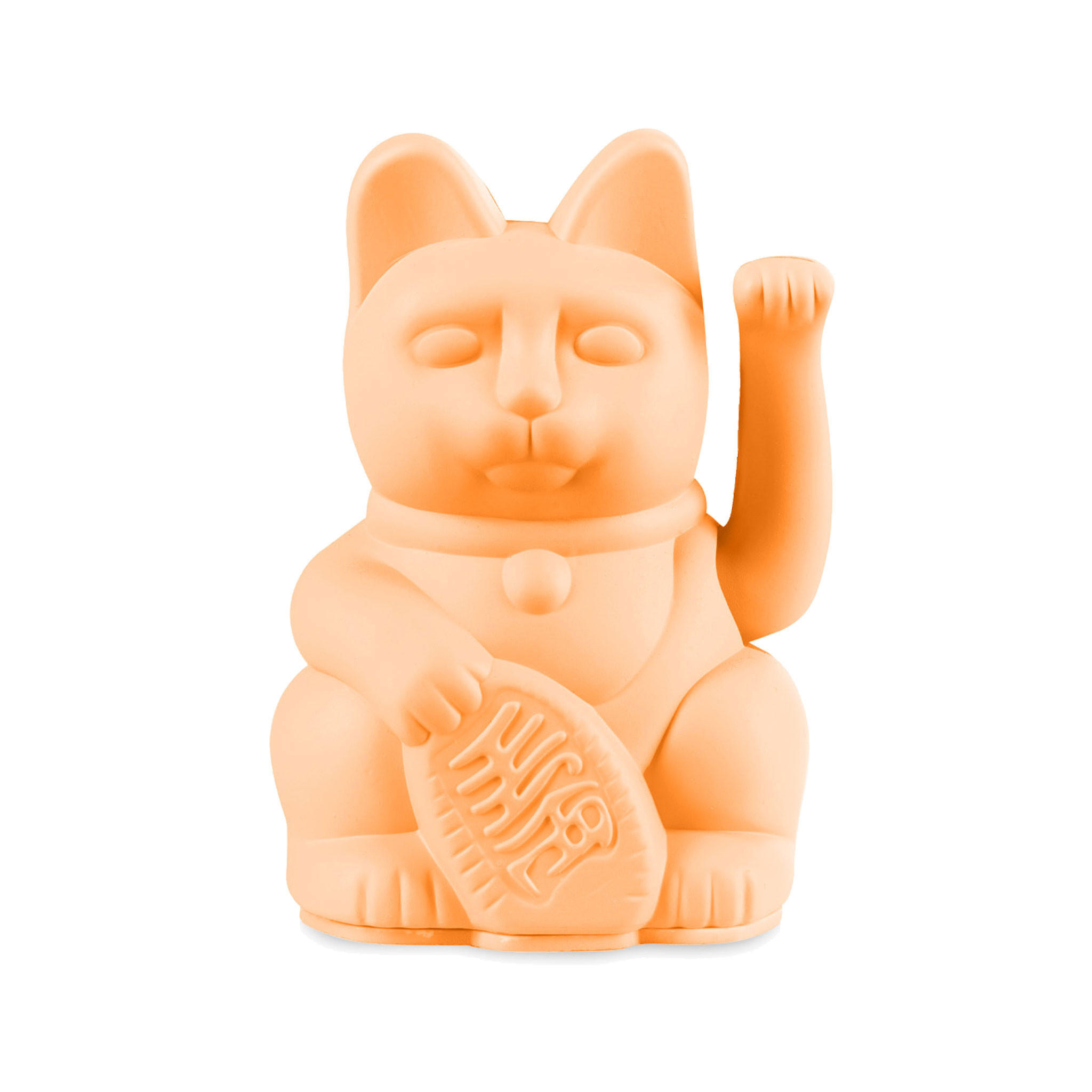 WINKEKATZE Lucky Cat Mini Maneki Neko, Kunststoff, Peach, 9.8 cm - Orange, Kunststoff (6.7/9.8/5.2cm) - Donkey Products