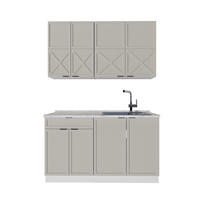 SINGLEKÜCHE Fame-Line GrauBeige/Weiß 140 cm, AP Marmor - Greige/Weiß, Holzwerkstoff (140/81.6/60cm) - Vicco