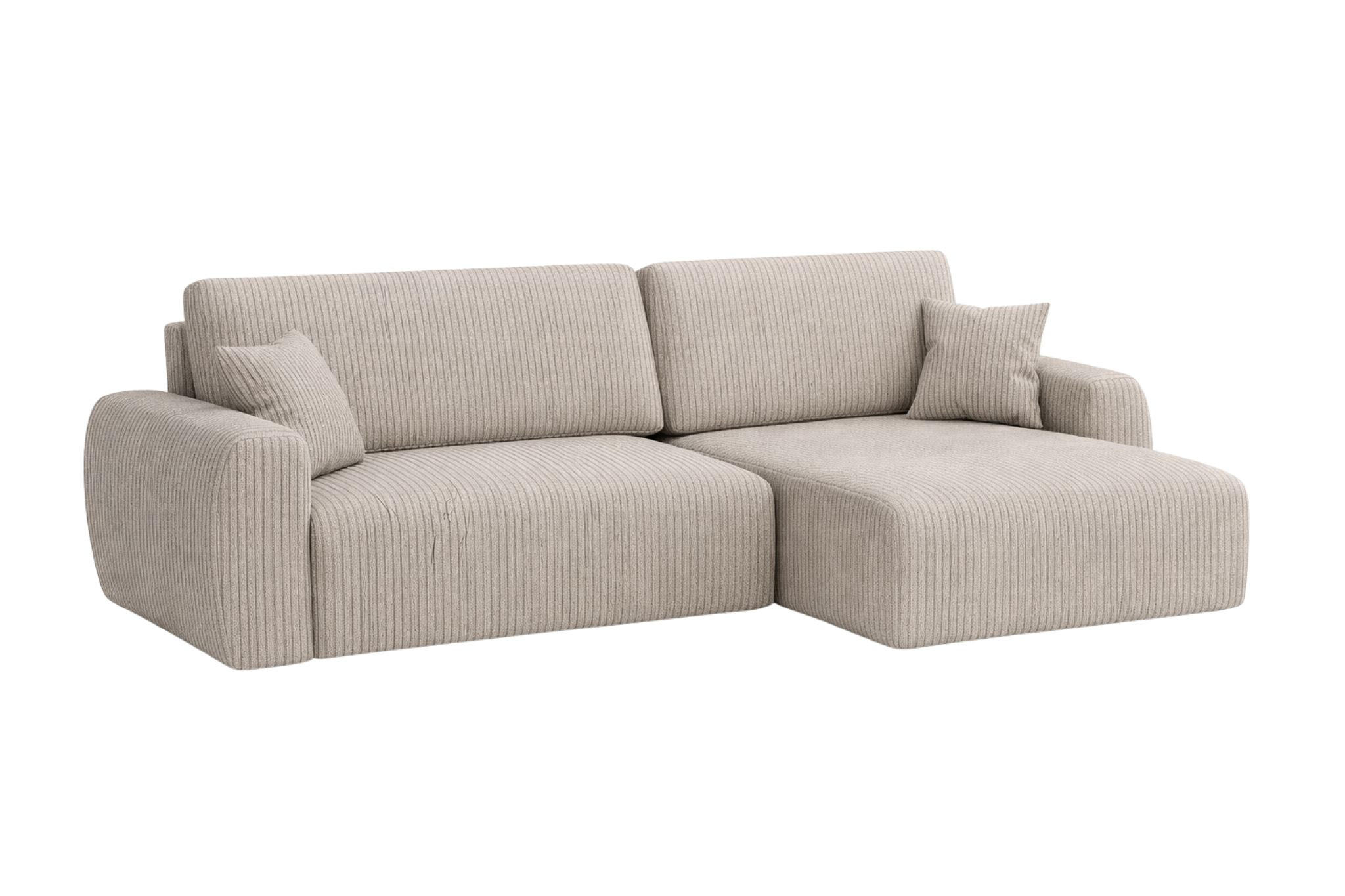 ECKSOFA Mit Schlaffunktion, Ariel XL, Cordstoff, Stoff Poso, Dunkelbeige, Rechts - Beige, Holz (280/142cm) - Kaiser Möbel