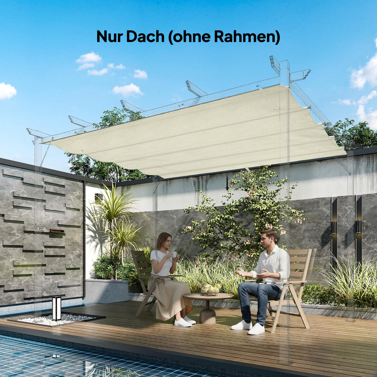 ERSATZDACH Polyester Cremeweiß - Creme, Kunststoff (245/23/286cm) - Outsunny