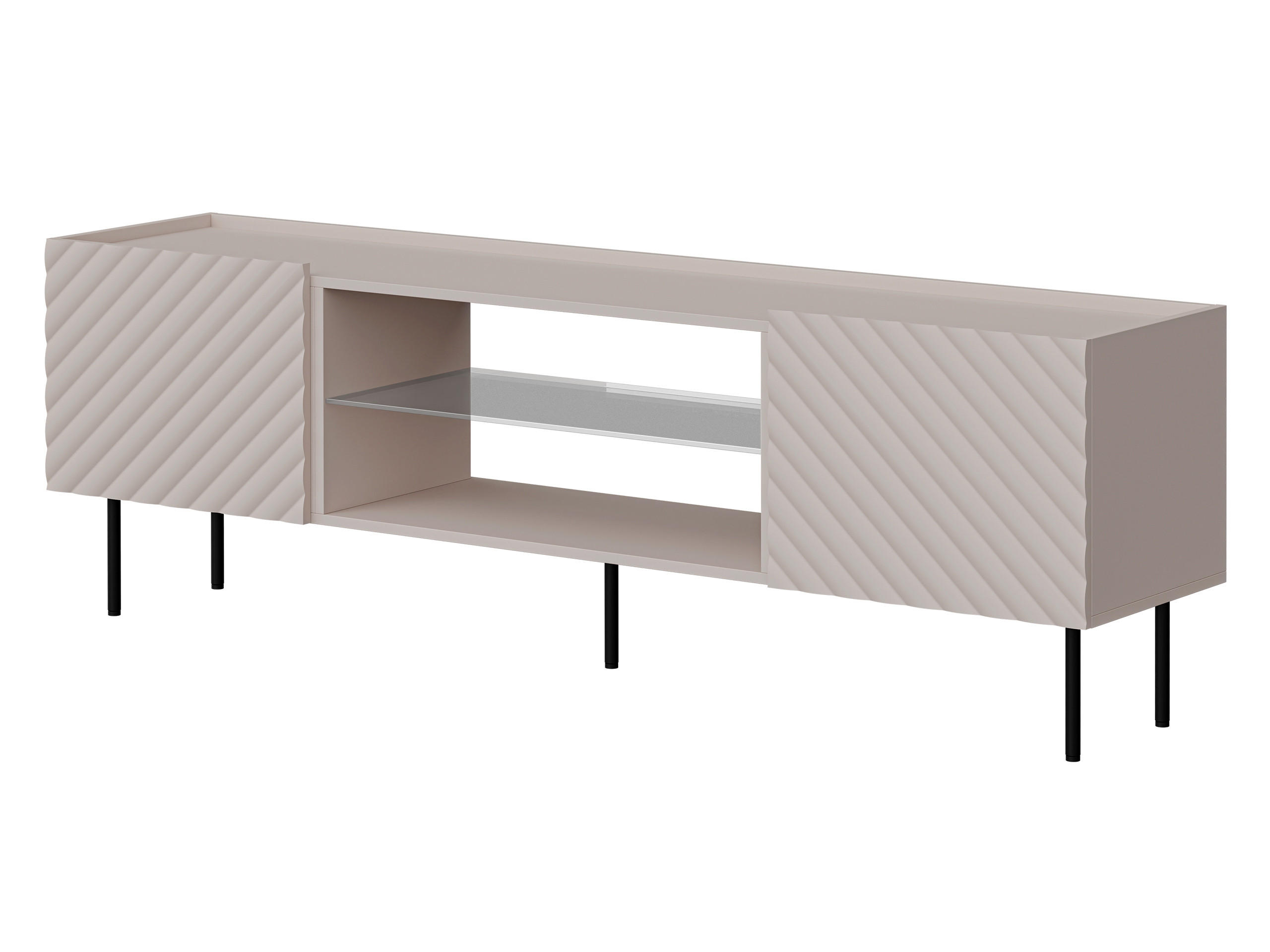 TV-LOWBOARD Lucca 180 2D EF - Kaschmir/Schwarz, Holz/Holzwerkstoff (181/59/40cm) - MIRJAN24