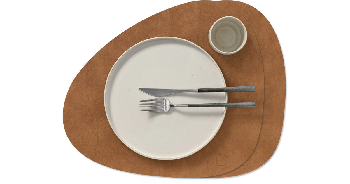 LIND DNA PLATZSET TISCHSETS Nupo - Leder - Natur - Curved - 44 x 37 cm ...