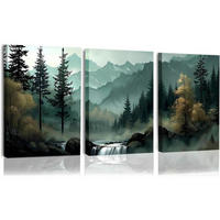 LEINWANDBILD 3-teiliges Set Wald Landschaft - Multicolor, Textil (30/0.5cm)