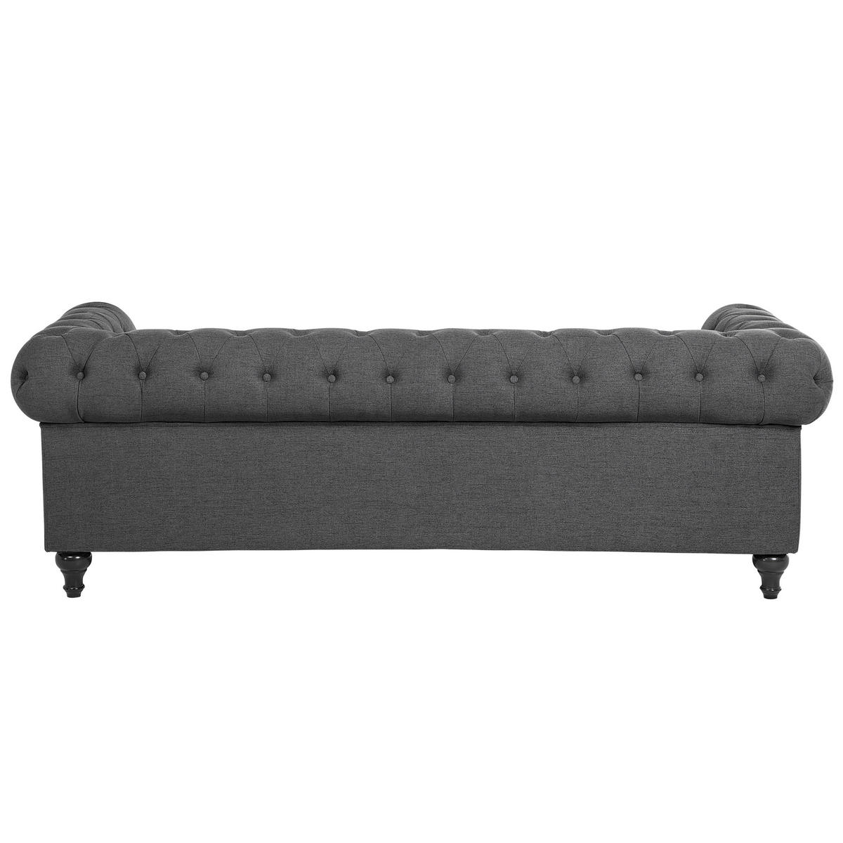 3-SITZER-SOFA Polyester Grau Chesterfield - Grau, Textil (202/70/75cm) - Beliani