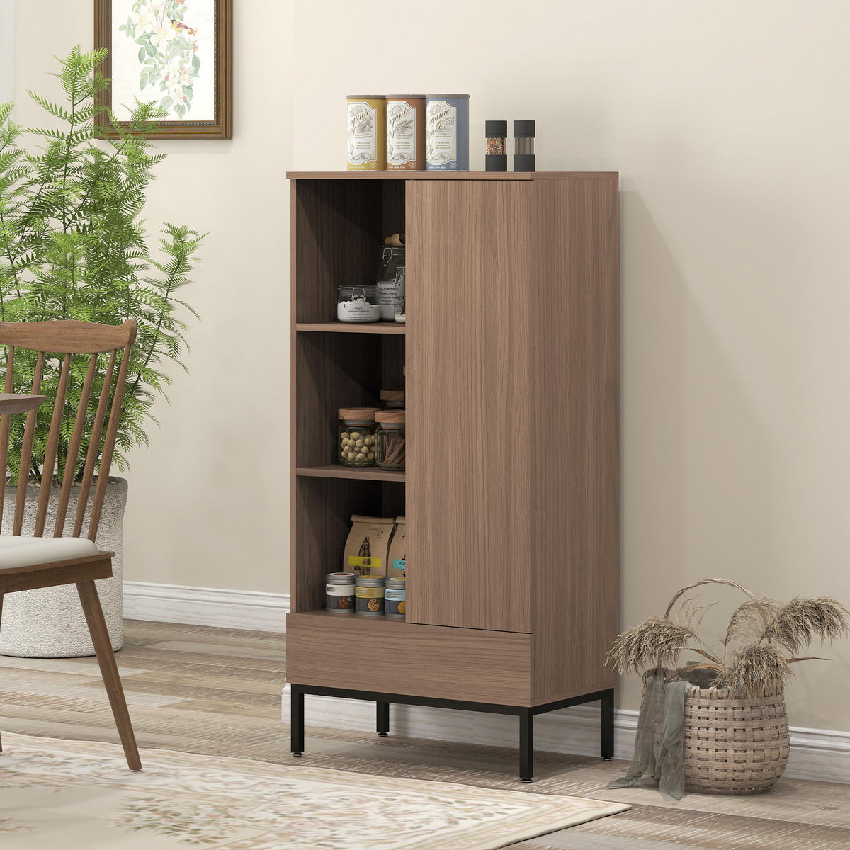 HIGHBOARD DE-11191 3 offene Fächer Grau - Grau, Holzwerkstoff (34/121/60cm) - ComfortXL