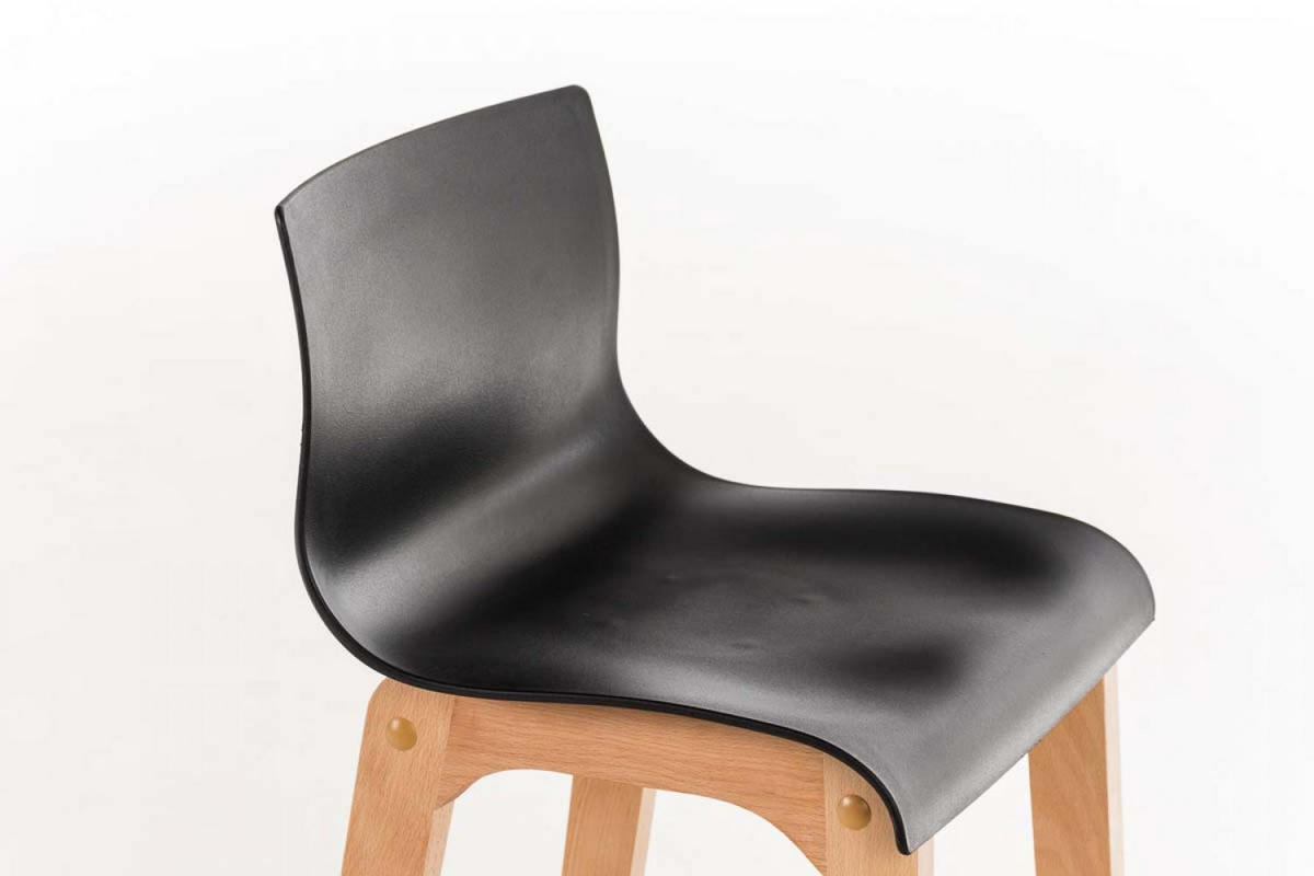 BARHOCKER Holz schwarz - Eukalyptusholzfarben/Schwarz, Holz (41/101/46cm) - CLP