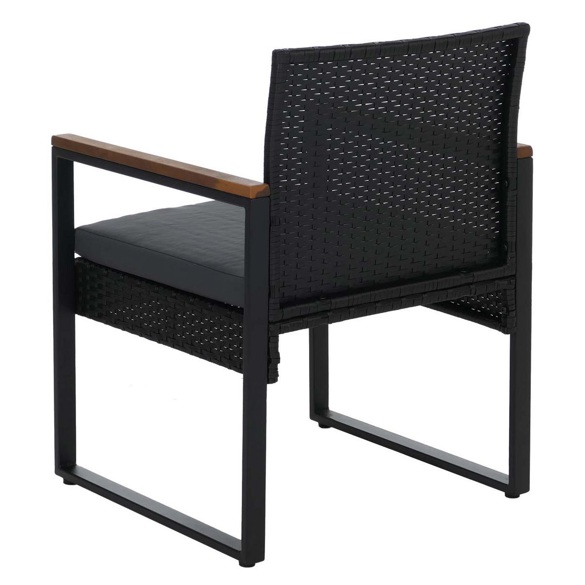 LOUNGE-SET Garten 2x Stuhl Schwarz Polster Grau - Schwarz, Metall - PROREGAL