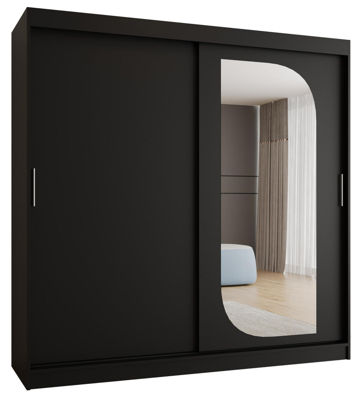 SCHWEBETÜRENSCHRANK 200/200/62 2-türig - Silberfarben/Schwarz, Holz (200/200/62cm) - MÖBEL KRYSPOL