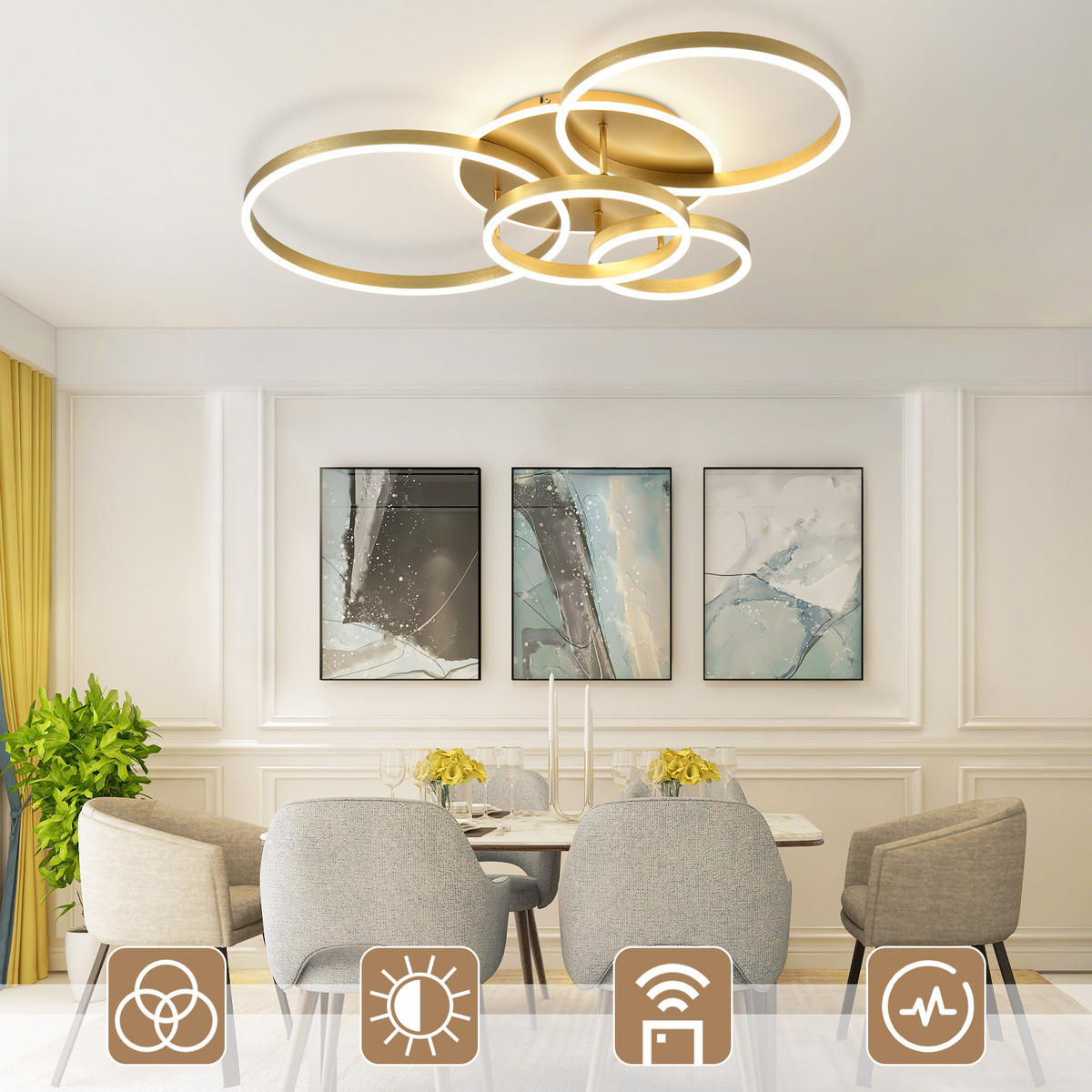 LED-DECKENLEUCHTE Peldar 65.0/98.0/12.0 cm - Goldfarben, Metall (98/65/12cm) - ZMH