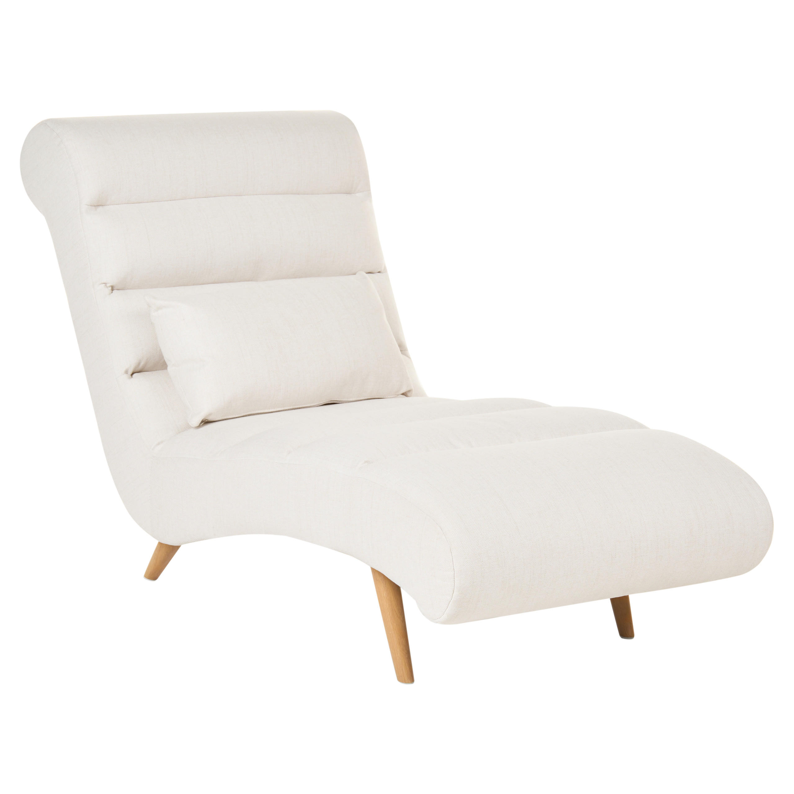 CHAISELONGUE Stoff Cremeweiß Rives - Creme/Weiß, Textil (78/97/160cm) - Beliani