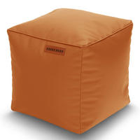 SITZSACK-HOCKER 40x40cm - KUNSTLEDER - Cognac, Textil (40/40/40cm) - Green Bean