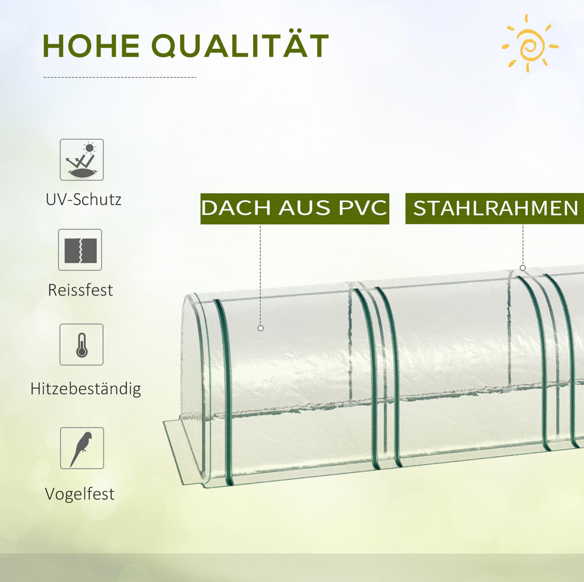 GEWÄCHSHAUS 295/100/80 cm Transparent aus Stahl mit 3 Reißverschlussfenstern - Transparent, Metall (100/80/295cm) - OKMYHOME