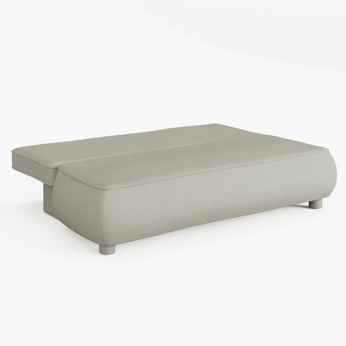SOFA LUMIO Weiß Bouclé-Stoff mit Schlaffunktion und Bettkasten - Weiß, Holz (209/96/96cm) - Barchello