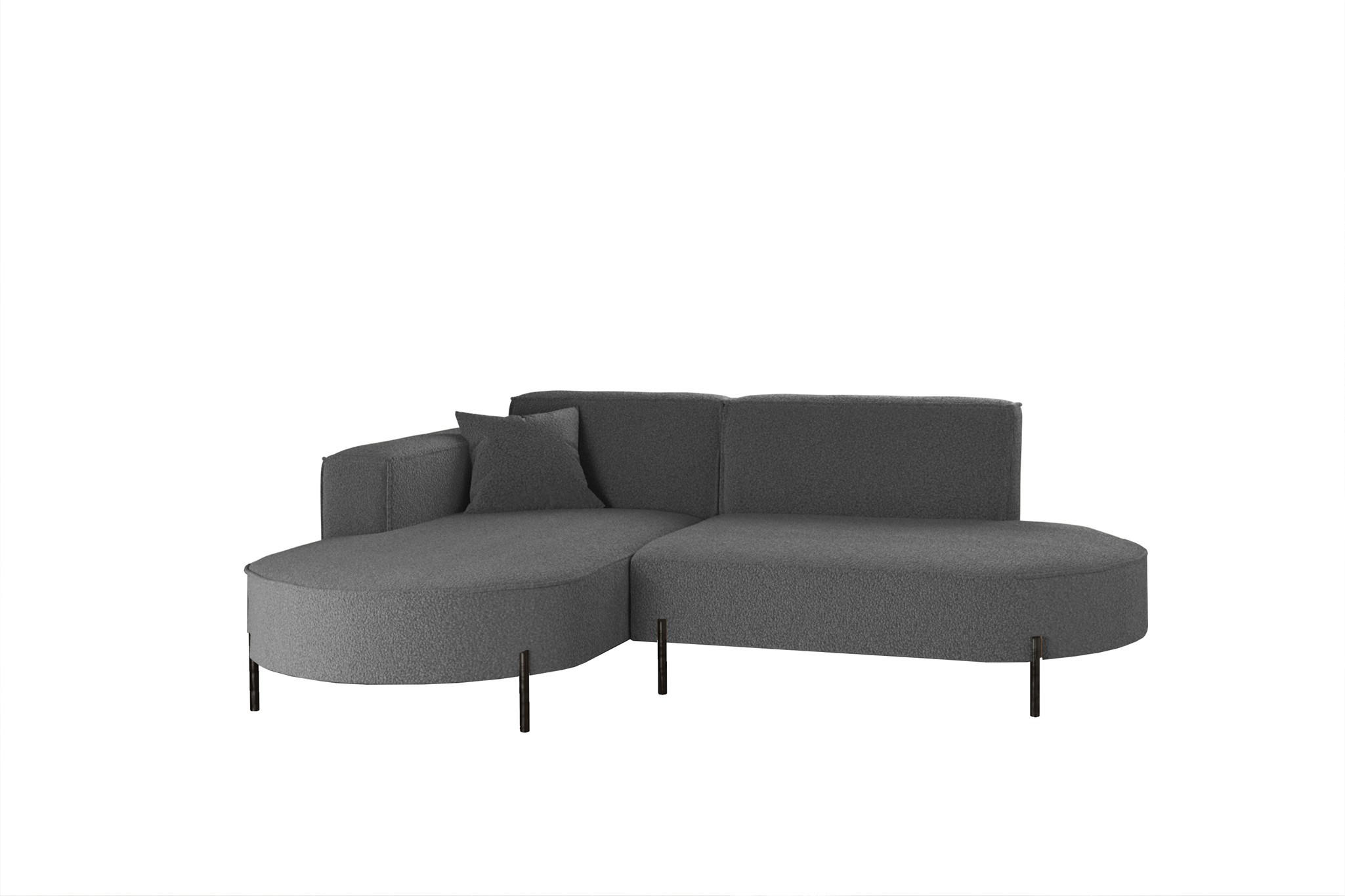 ECKSOFA Valencia Xs - Dunkelgrau, Holzwerkstoff/Textil (236/165cm) - Fun Möbel