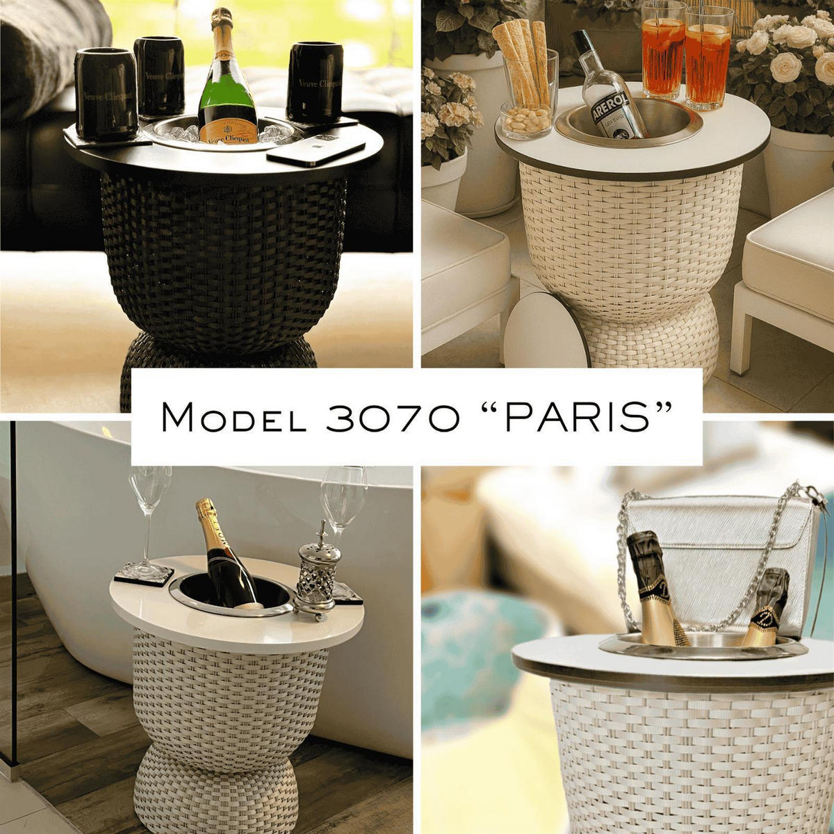 3-IN-1 LOUNGETISCH MIT EDELSTAHL-KÜHLER Paris Champagner 43 cm - Champagner, Kunststoff/Metall (41/41/43cm) - COOTAB Cooler Table