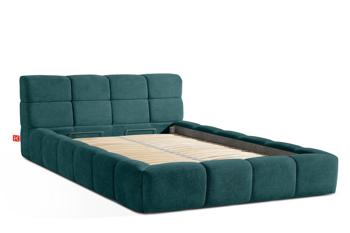 POLSTERBETT AERI 140/160/180/200 mit Rahmen und Bettkasten, blau - Blau, Holz/Holzwerkstoff (140/200cm) - KONSIMO®
