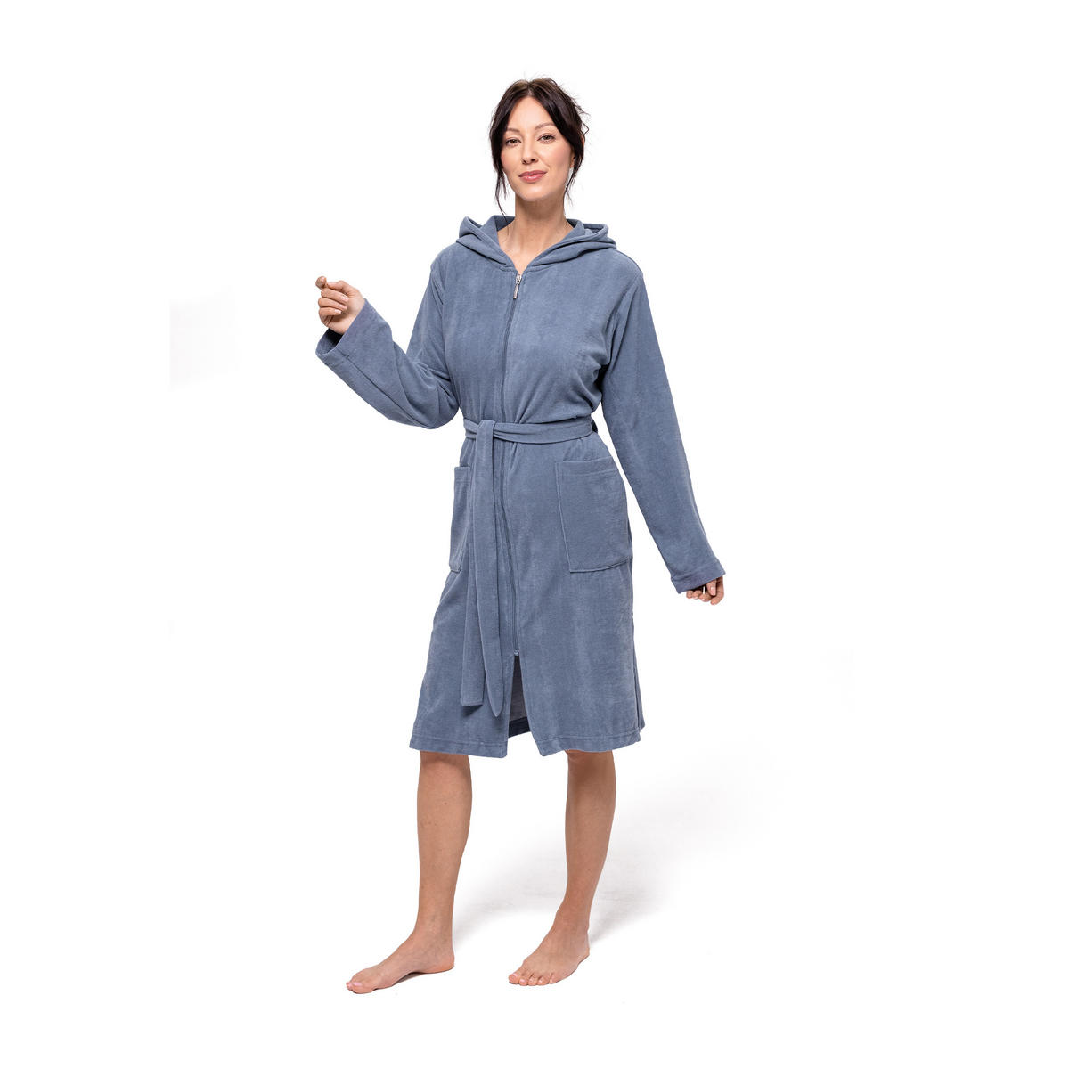 BADEMANTEL MIT KAPUZE HOMEWEAR - Blau, Textil (Snull) - MÖVE