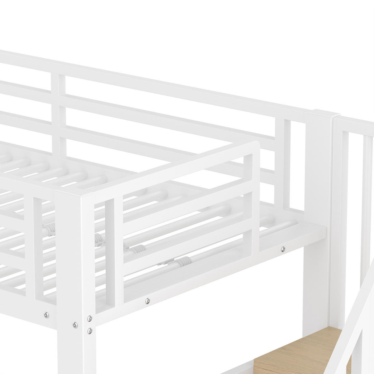 HOCHBETT aus Metall und MDF 90x200 cm in Weiß mit LED & Stauraum - Weiß, Metall (90/200cm) - Modfu