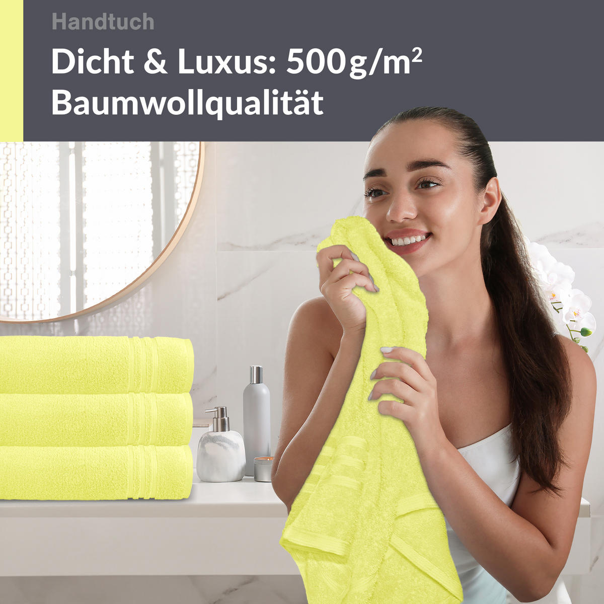 HANDTUCH 50x100 cm London Anis Grün 4er Set - Hellgelb, Textil (50/100cm) - Lashuma