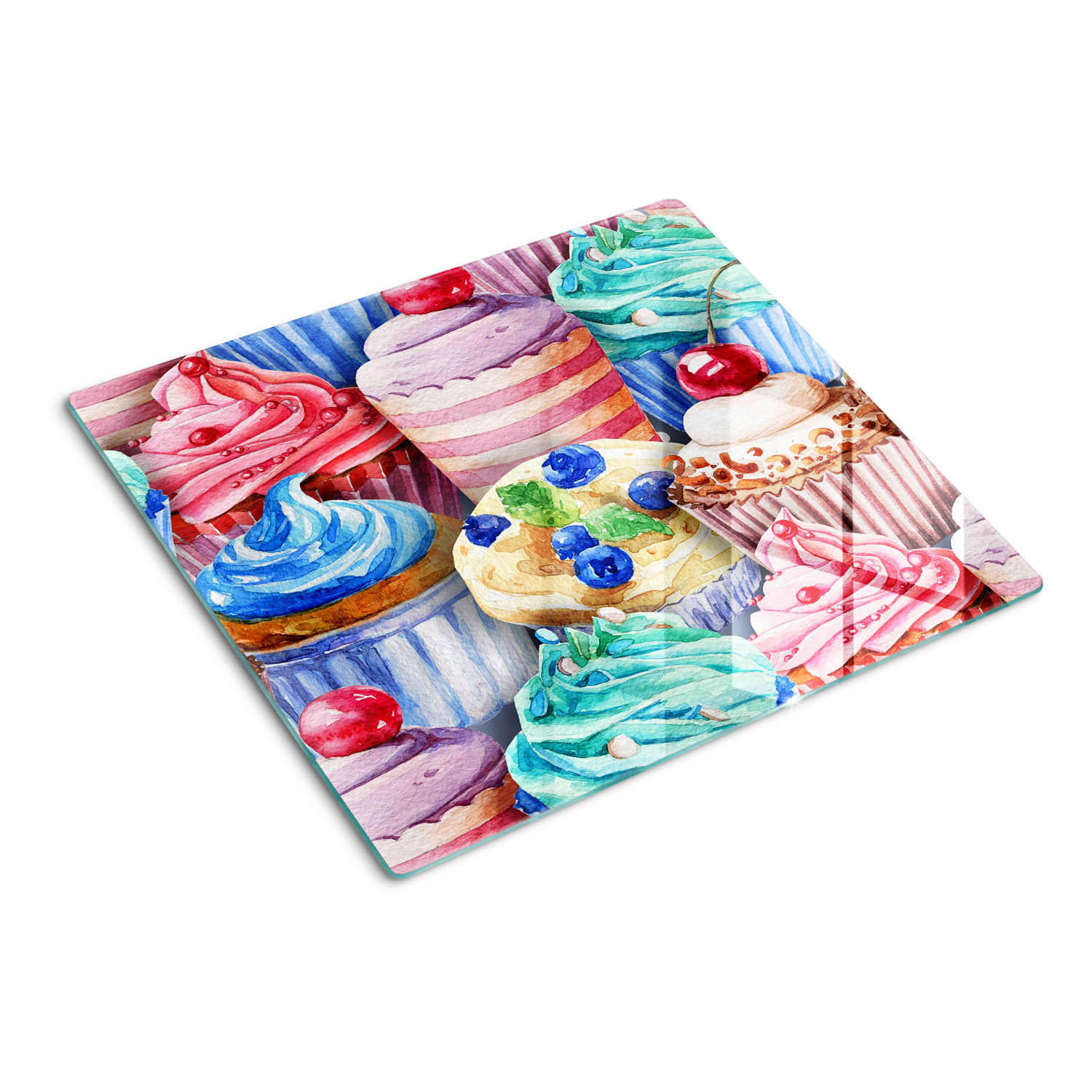 GLASPLATTE 60x52 cm Bunte Muffins - Multicolor, Glas (60/0.4/52cm) - TULUP