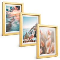 BILDER SET 3er Set - 20x30 cm Goldrahmen - Sonnenuntergang am Meer, Häuser, Blumen - Goldfarben, Kunststoff (20/30cm) - TULUP