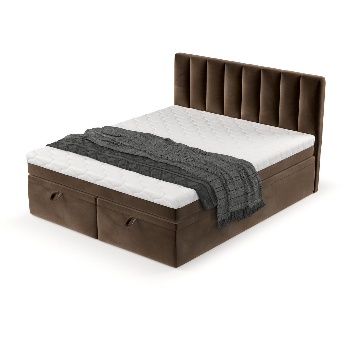 BOXBETT Lume 200/200 cm Braun im Kronos Stoff - Schwarz/Braun, Holz/Holzwerkstoff (200/200cm) - AltaBeds