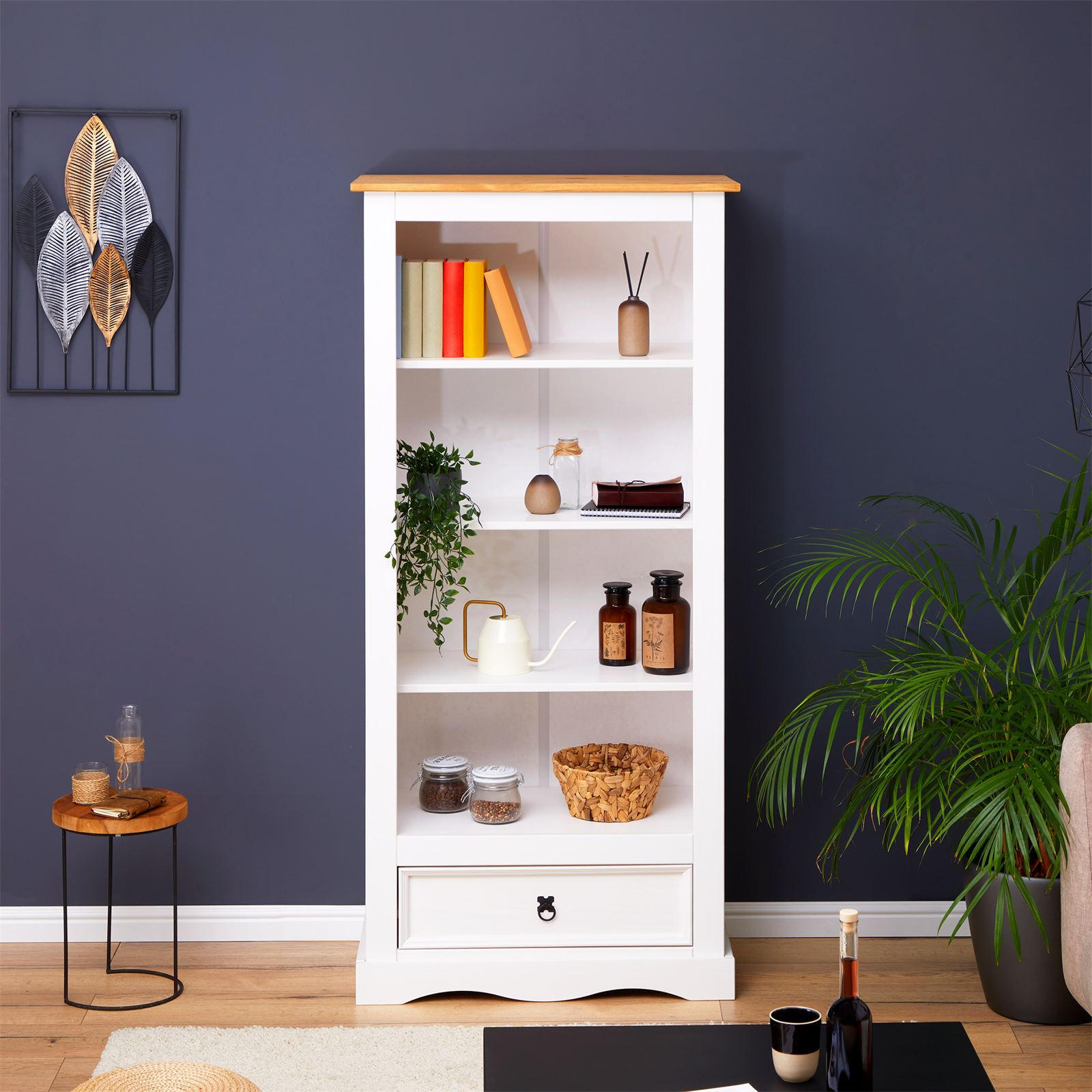 BÜCHERSCHRANK TEQUILA - Weiß/Braun, Holz (80/174/44cm) - IDIMEX