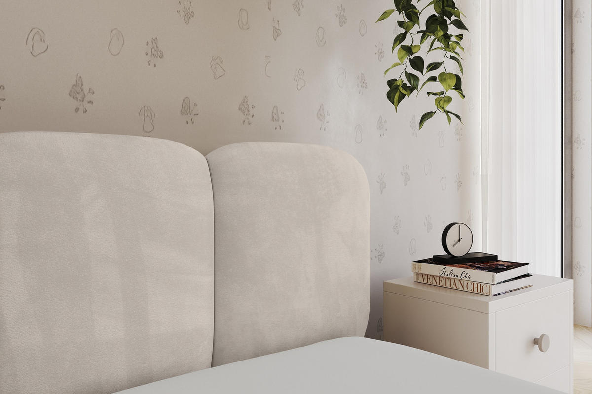 EINZELLBETT Jugendbett mit Bettkasten, Links - AVRY 100x200 Beige - Ecru/Beige, Holzwerkstoff/Textil (100/200cm) - ALTDECOR