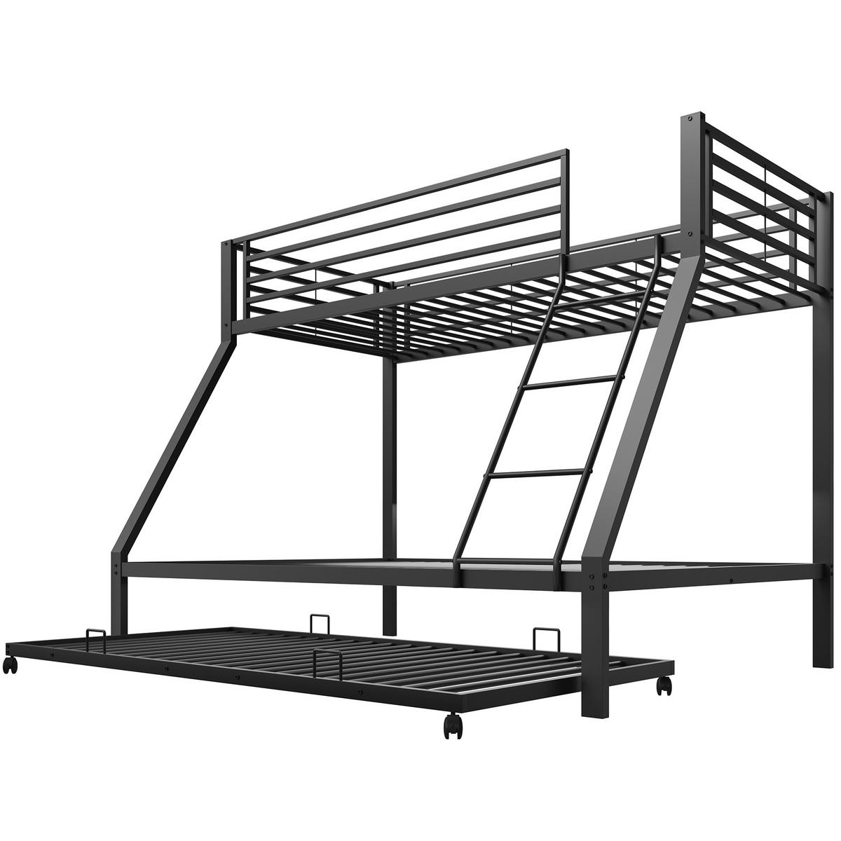 ETAGENBETT 90/140/200 cm Schwarz - Schwarz, Metall