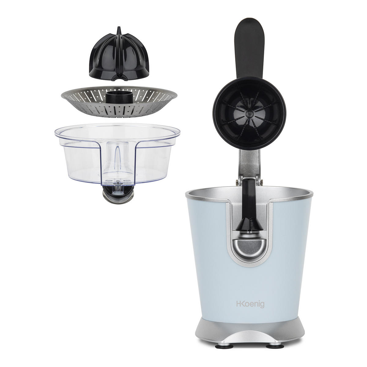 ZITRUSPRESSE AGR86 Pastellblau, Hebel und Filter aus Edelstahl, Anti-Tropf-System, BPA-frei - Blau, Metall (18.5/29/25.5cm) - HKoenig